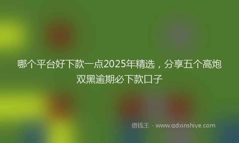 哪个平台好下款一点2025年精选，分享五个高炮双黑逾期必下款口子
