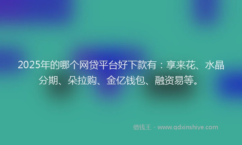 2025年的哪个网贷平台好下款有：享来花、水晶分期、朵拉购、金亿钱包、融资易等。