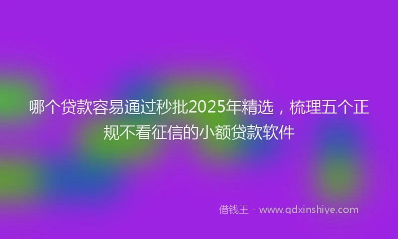 哪个贷款容易通过秒批2025年精选，梳理五个正规不看征信的小额贷款软件