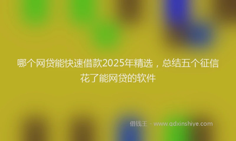 哪个网贷能快速借款2025年精选，总结五个征信花了能网贷的软件
