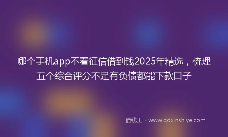 哪个手机app不看征信借到钱2025年精选，梳理五个综合评分不足有负债都能下款口子