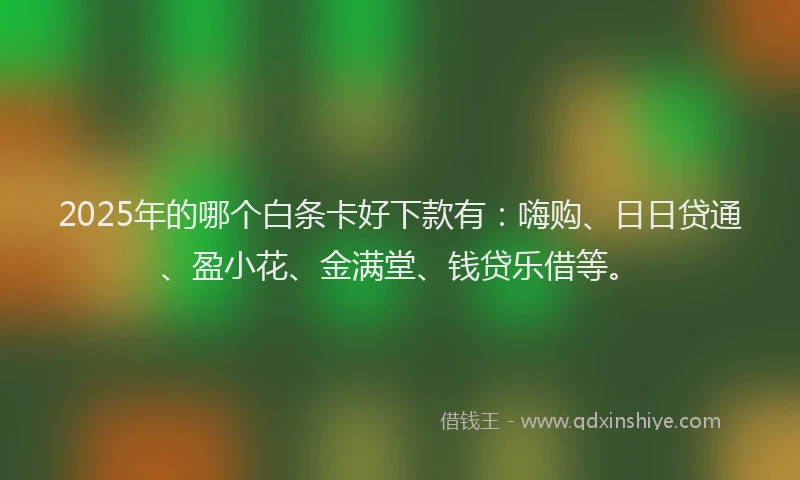 2025年的哪个白条卡好下款有:嗨购、日日贷通、盈小花、金满堂、钱贷乐借等。