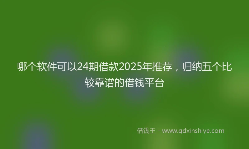 哪个软件可以24期借款2025年推荐，归纳五个比较靠谱的借钱平台