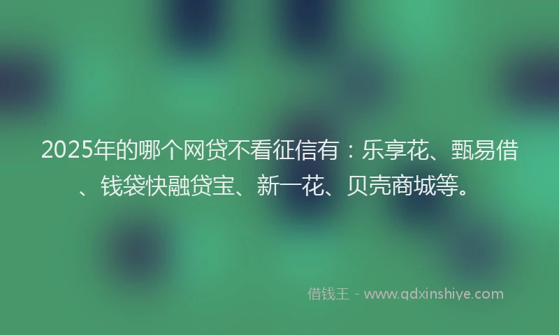 2025年的哪个网贷不看征信有:乐享花、甄易借、钱袋快融贷宝、新一花、贝壳商城等。