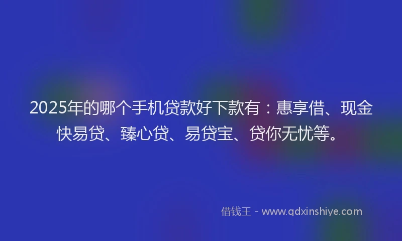 2025年的哪个手机贷款好下款有：惠享借、现金快易贷、臻心贷、易贷宝、贷你无忧等。