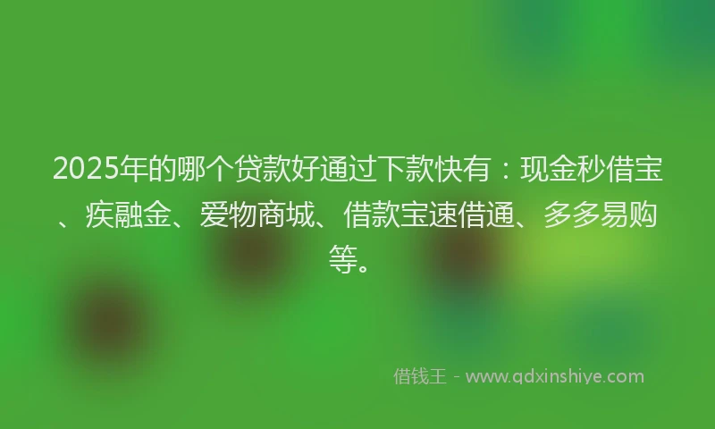 2025年的哪个贷款好通过下款快有：现金秒借宝、疾融金、爱物商城、借款宝速借通、多多易购等。