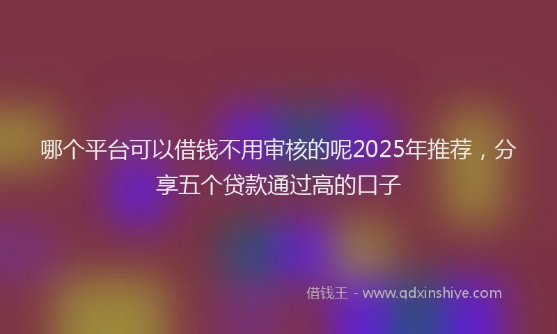 哪个平台可以借钱不用审核的呢2025年推荐，分享五个贷款通过高的口子