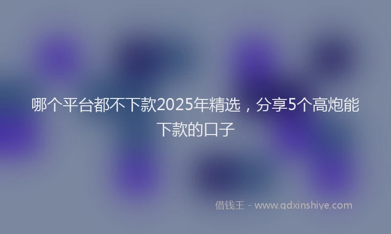 哪个平台都不下款2025年精选，分享5个高炮能下款的口子