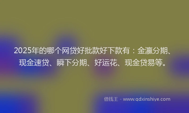 2025年的哪个网贷好批款好下款有：金瀛分期、现金速贷、瞬下分期、好运花、现金贷易等。