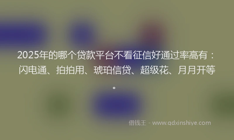 2025年的哪个贷款平台不看征信好通过率高有：闪电通、拍拍用、琥珀信贷、超级花、月月开等。