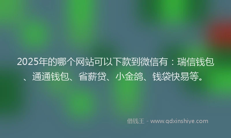 2025年的哪个网站可以下款到微信有：瑞信钱包、通通钱包、省薪贷、小金鸽、钱袋快易等。