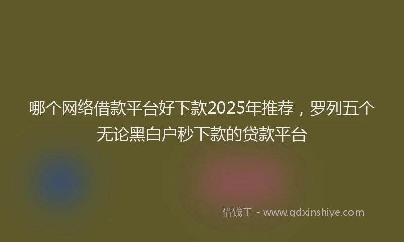 哪个网络借款平台好下款2025年推荐，罗列五个无论黑白户秒下款的贷款平台