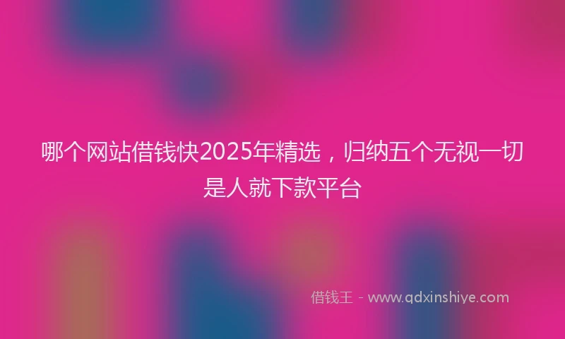 哪个网站借钱快2025年精选，归纳五个无视一切是人就下款平台