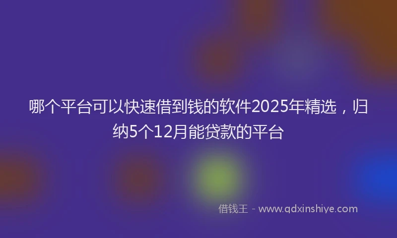 哪个平台可以快速借到钱的软件2025年精选，归纳5个12月能贷款的平台