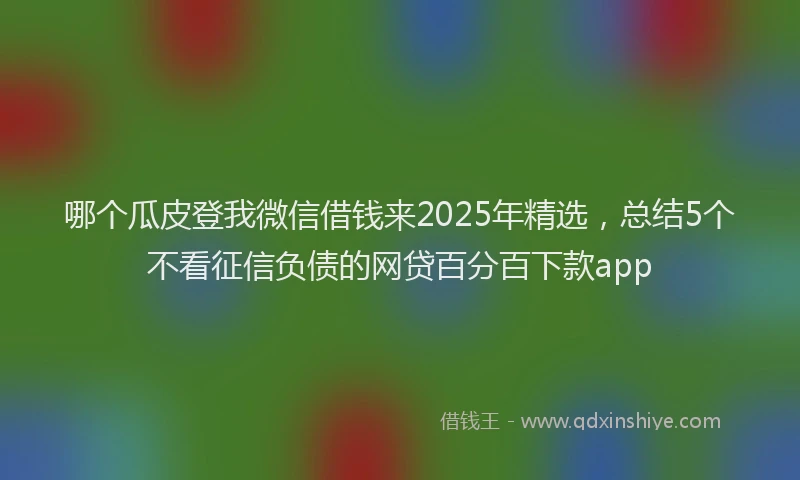 哪个瓜皮登我微信借钱来2025年精选，总结5个不看征信负债的网贷百分百下款app