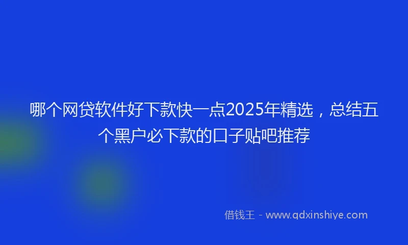 哪个网贷软件好下款快一点2025年精选，总结五个黑户必下款的口子贴吧推荐