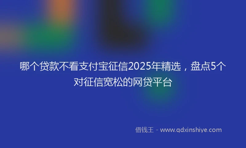 哪个贷款不看支付宝征信2025年精选，盘点5个对征信宽松的网贷平台