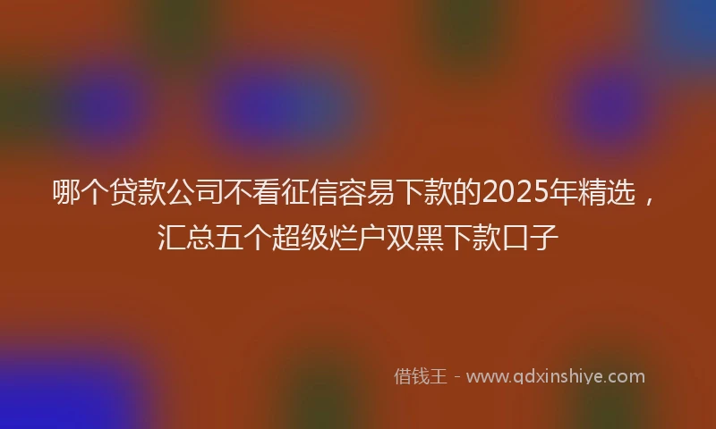 哪个贷款公司不看征信容易下款的2025年精选，汇总五个超级烂户双黑下款口子
