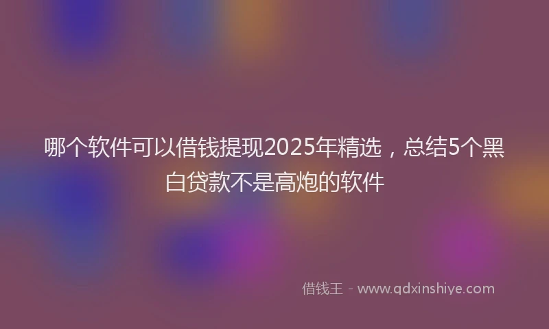 哪个软件可以借钱提现2025年精选，总结5个黑白贷款不是高炮的软件