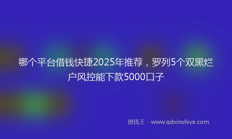 哪个平台借钱快捷2025年推荐,罗列5个双黑烂户风控能下款5000口子