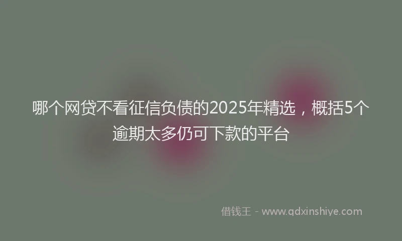 哪个网贷不看征信负债的2025年精选，概括5个逾期太多仍可下款的平台