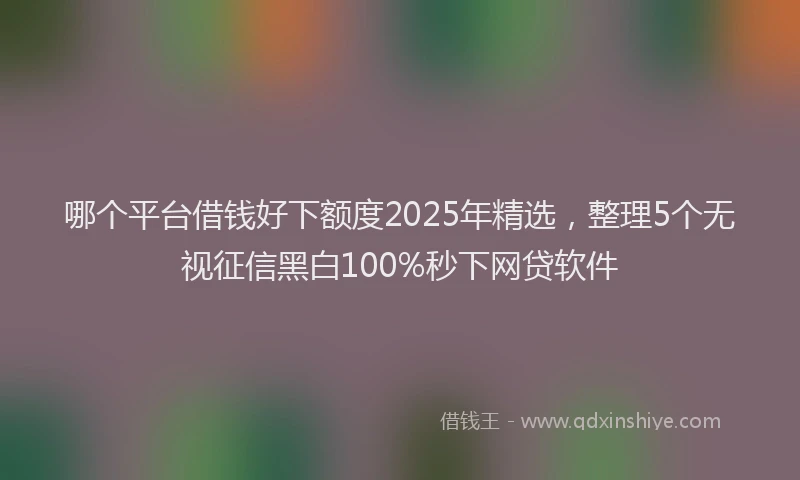 哪个平台借钱好下额度2025年精选，整理5个无视征信黑白100%秒下网贷软件