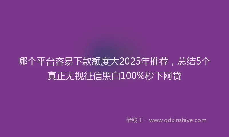 哪个平台容易下款额度大2025年推荐，总结5个真正无视征信黑白100%秒下网贷