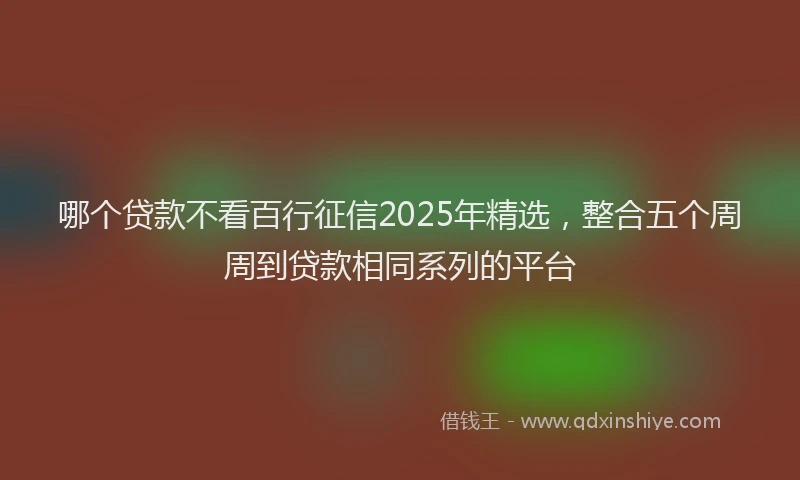 哪个贷款不看百行征信2025年精选，整合五个周周到贷款相同系列的平台