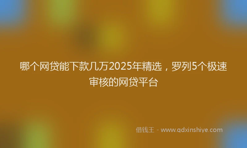 哪个网贷能下款几万2025年精选，罗列5个极速审核的网贷平台