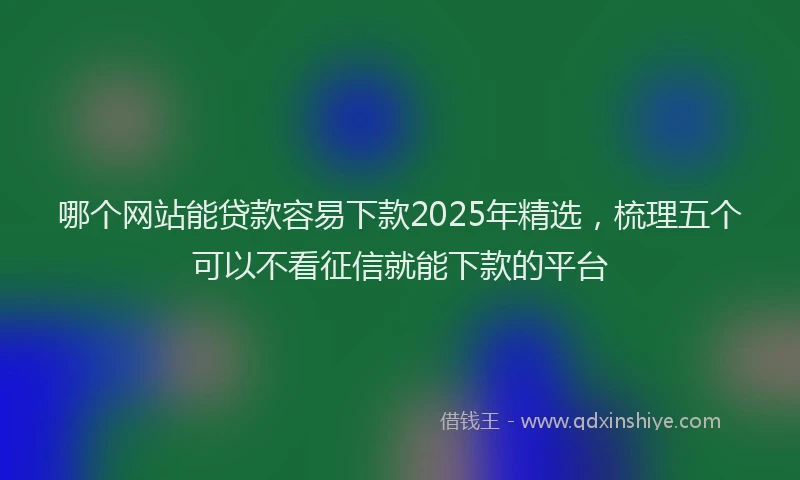 哪个网站能贷款容易下款2025年精选，梳理五个可以不看征信就能下款的平台