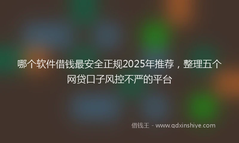 哪个软件借钱最安全正规2025年推荐，整理五个网贷口子风控不严的平台