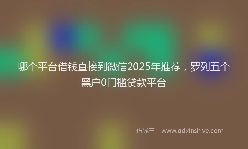 哪个平台借钱直接到微信2025年推荐，罗列五个黑户0门槛贷款平台