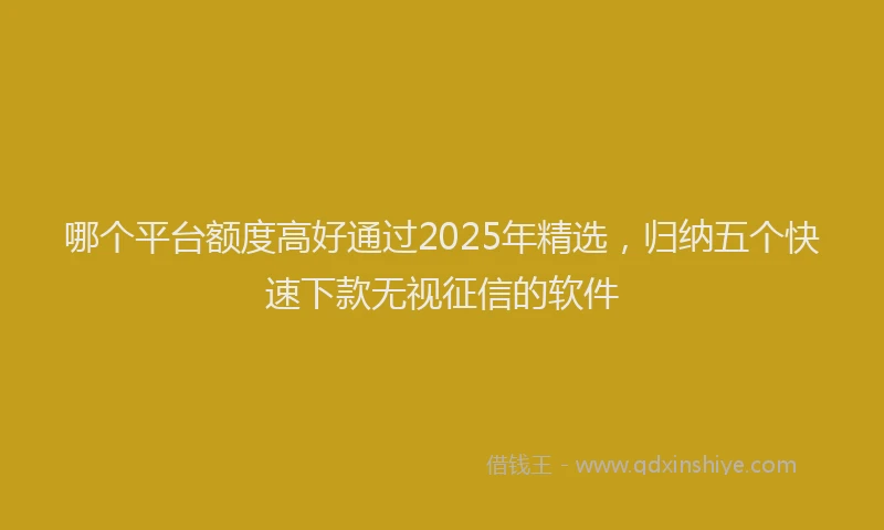 哪个平台额度高好通过2025年精选，归纳五个快速下款无视征信的软件