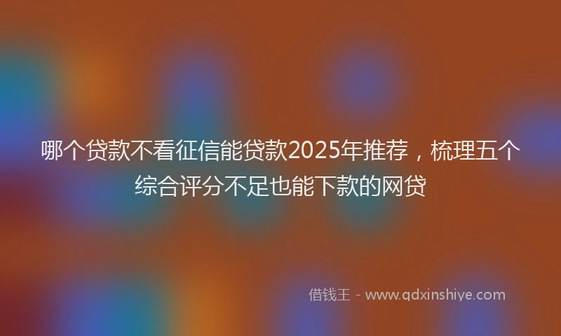 哪个贷款不看征信能贷款2025年推荐，梳理五个综合评分不足也能下款的网贷
