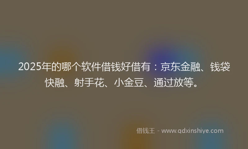 2025年的哪个软件借钱好借有：京东金融、钱袋快融、射手花、小金豆、通过放等。