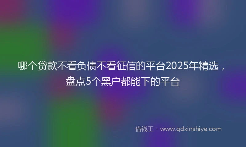 哪个贷款不看负债不看征信的平台2025年精选，盘点5个黑户都能下的平台