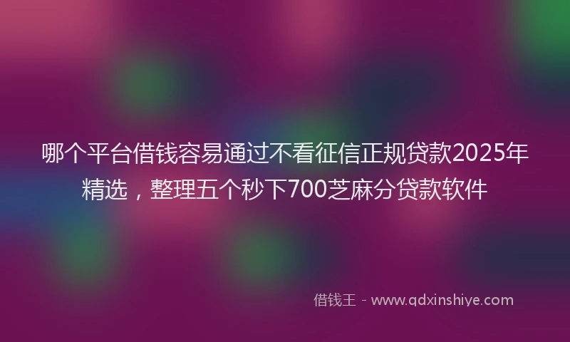 哪个平台借钱容易通过不看征信正规贷款2025年精选，整理五个秒下700芝麻分贷款软件