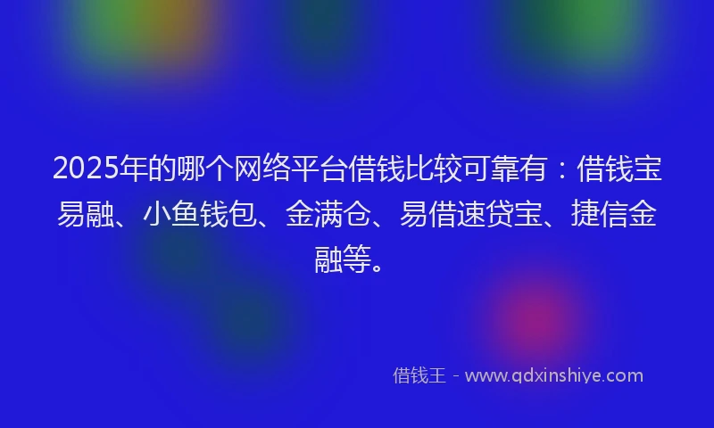 2025年的哪个网络平台借钱比较可靠有：借钱宝易融、小鱼钱包、金满仓、易借速贷宝、捷信金融等。