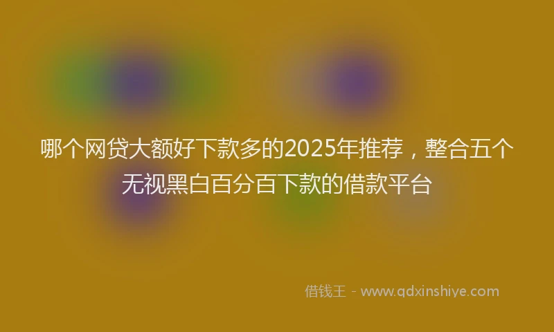 哪个网贷大额好下款多的2025年推荐,整合五个无视黑白百分百下款的借款平台