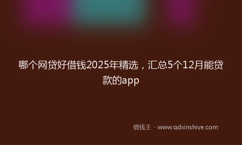 哪个网贷好借钱2025年精选，汇总5个12月能贷款的app