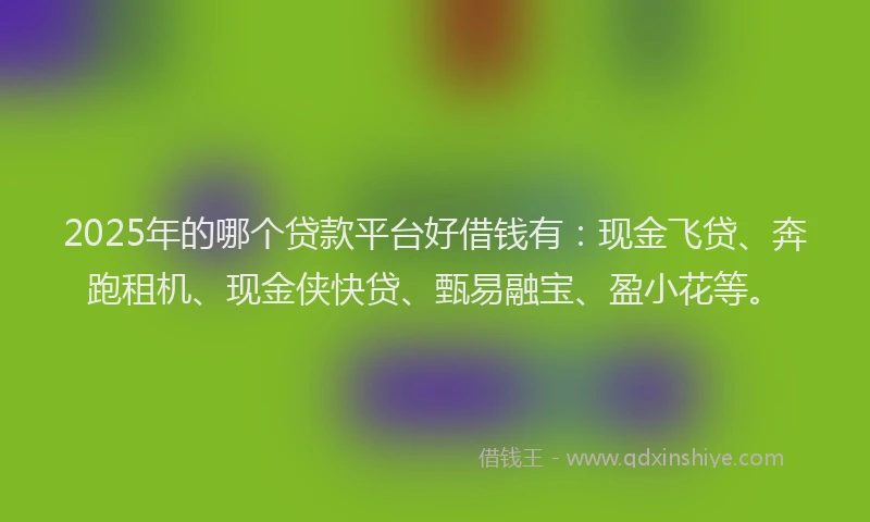 2025年的哪个贷款平台好借钱有：现金飞贷、奔跑租机、现金侠快贷、甄易融宝、盈小花等。