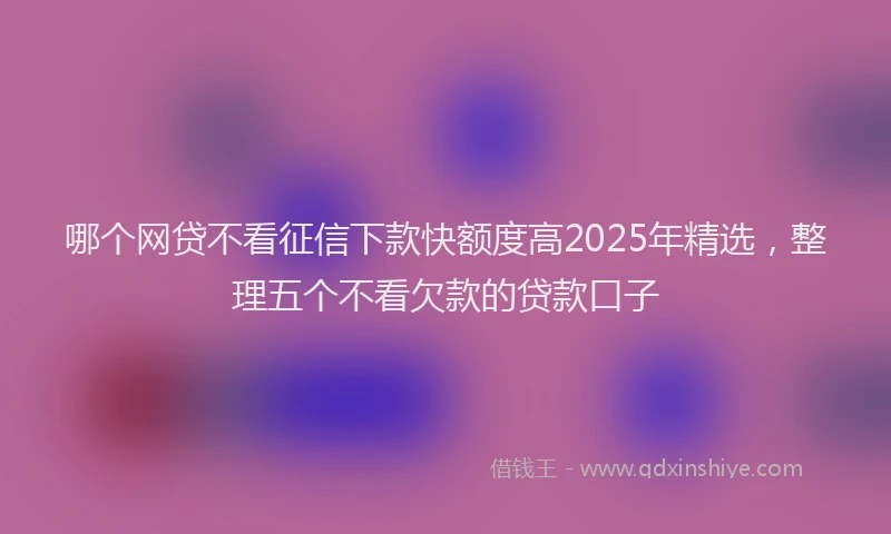 哪个网贷不看征信下款快额度高2025年精选，整理五个不看欠款的贷款口子