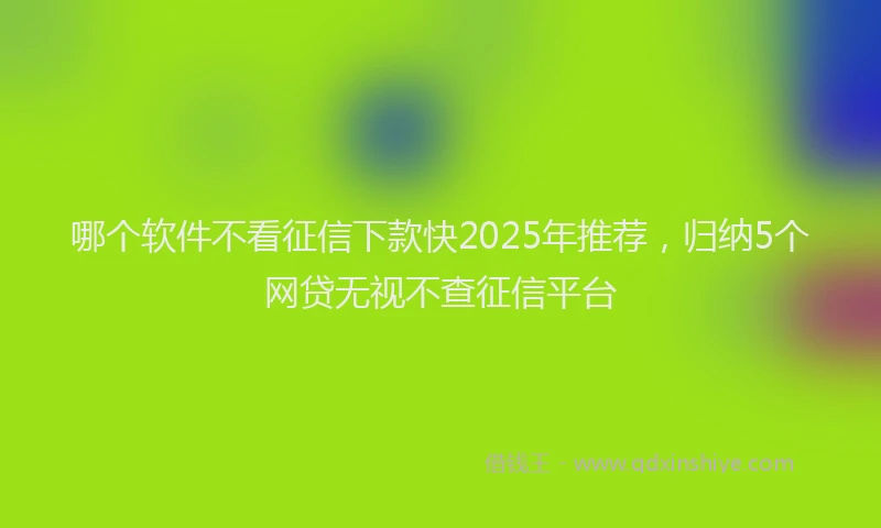 哪个软件不看征信下款快2025年推荐，归纳5个网贷无视不查征信平台
