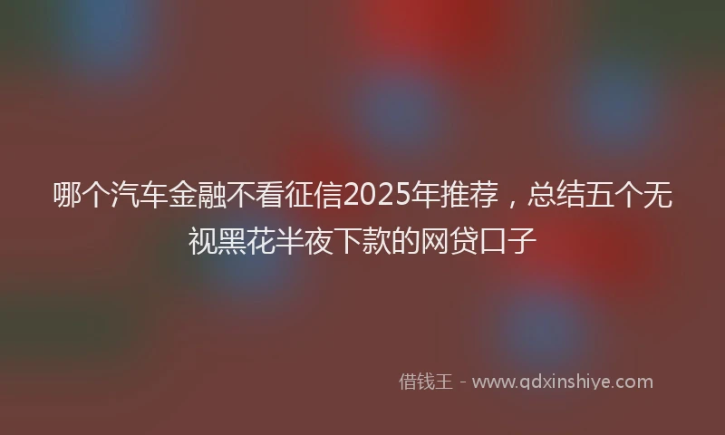 哪个汽车金融不看征信2025年推荐，总结五个无视黑花半夜下款的网贷口子