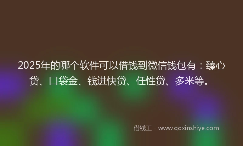 2025年的哪个软件可以借钱到微信钱包有：臻心贷、口袋金、钱进快贷、任性贷、多米等。
