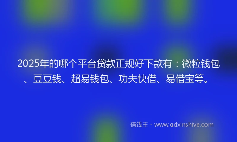 2025年的哪个平台贷款正规好下款有：微粒钱包、豆豆钱、超易钱包、功夫快借、易借宝等。