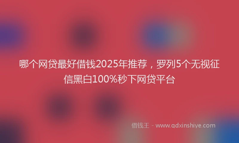 哪个网贷最好借钱2025年推荐，罗列5个无视征信黑白100%秒下网贷平台
