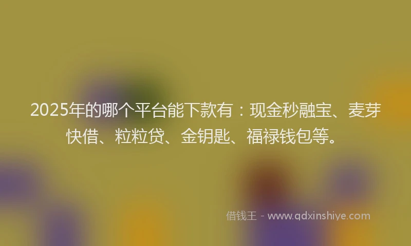2025年的哪个平台能下款有：现金秒融宝、麦芽快借、粒粒贷、金钥匙、福禄钱包等。