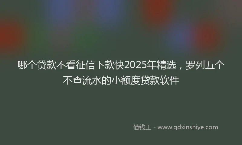 哪个贷款不看征信下款快2025年精选，罗列五个不查流水的小额度贷款软件