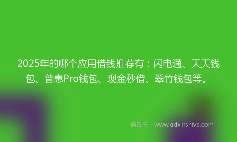 2025年的哪个应用借钱推荐有：闪电通、天天钱包、普惠Pro钱包、现金秒借、翠竹钱包等。